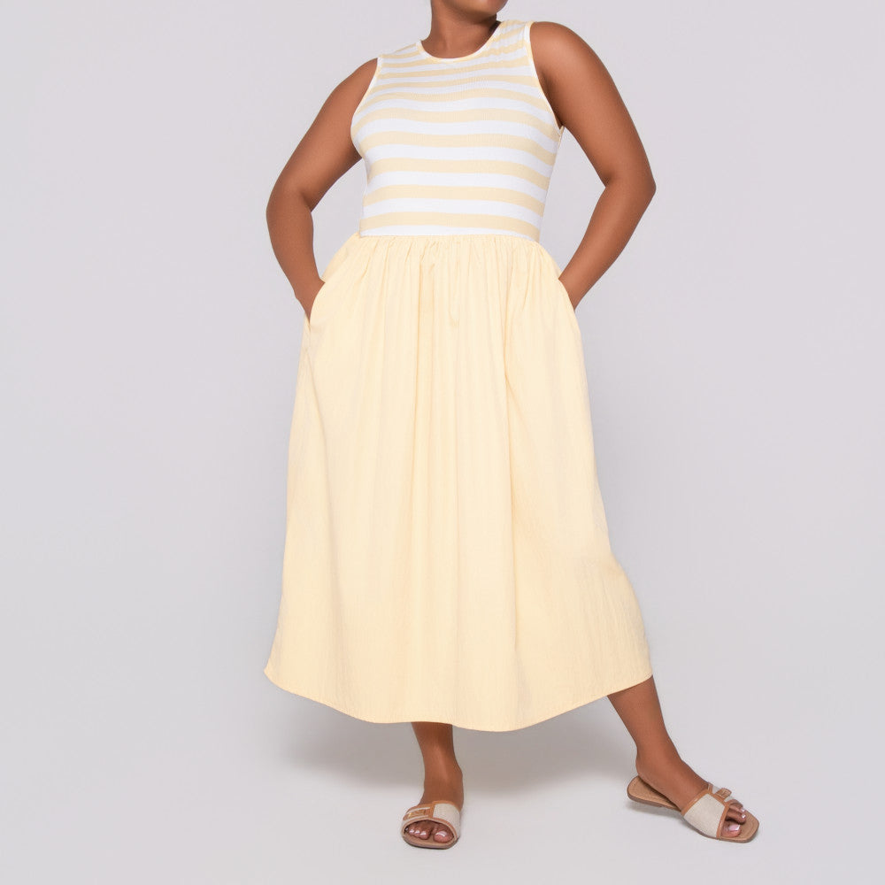 Sleeveless Striped Teslon Dress