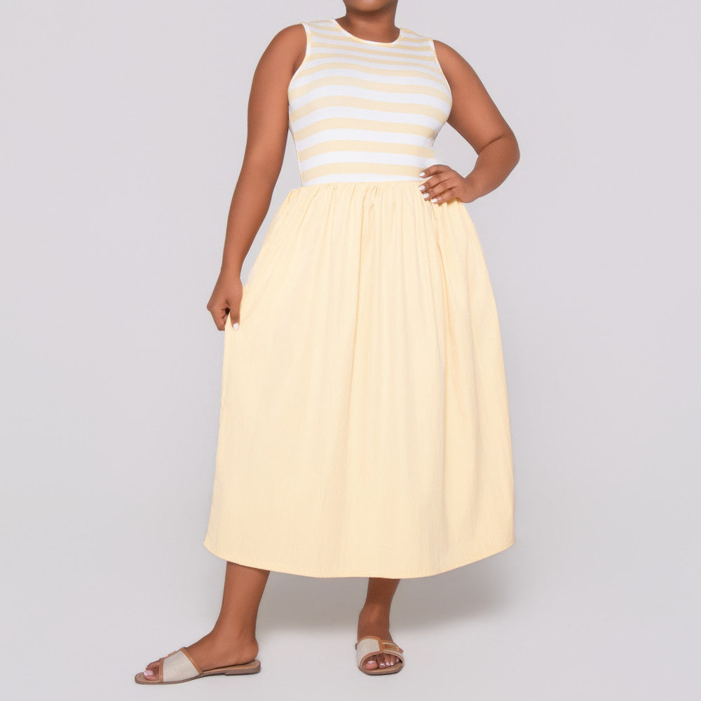 Sleeveless Striped Teslon Dress