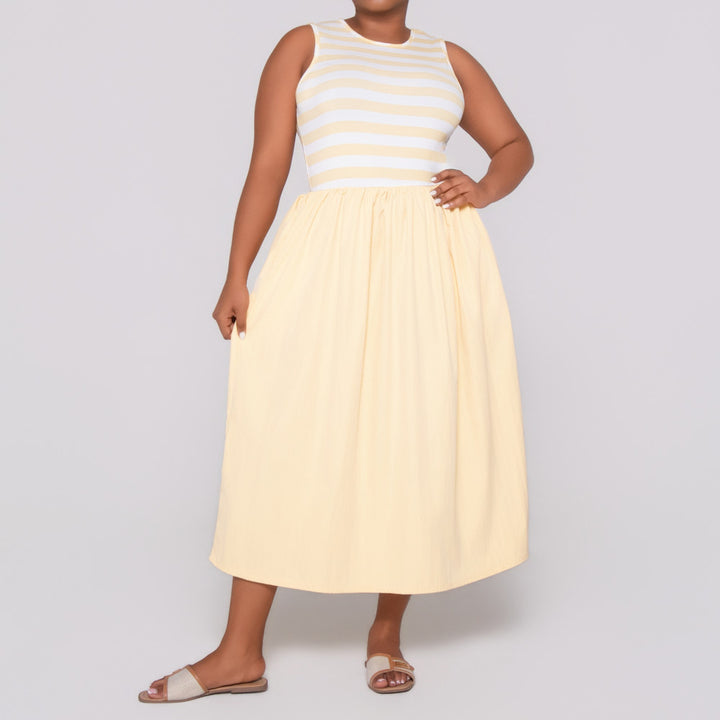 Sleeveless Striped Teslon Dress