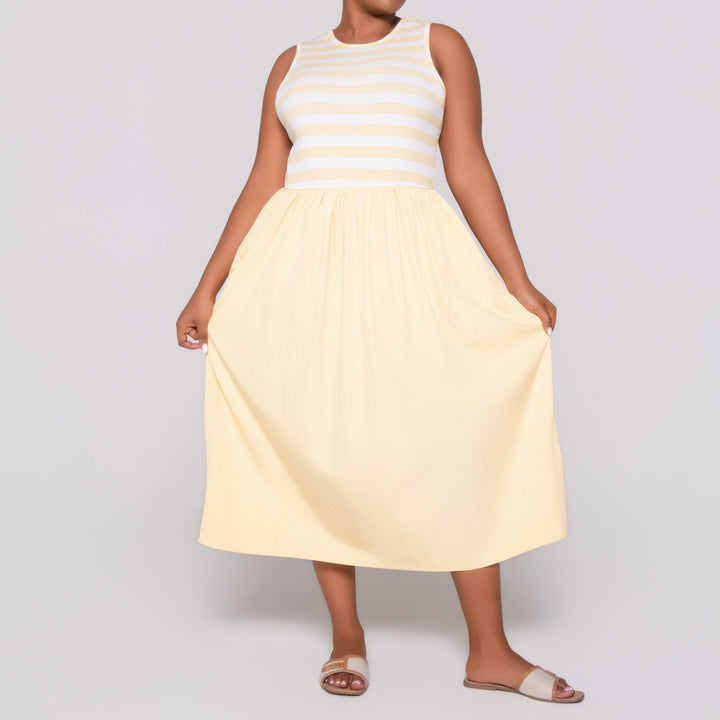 Sleeveless Striped Teslon Dress