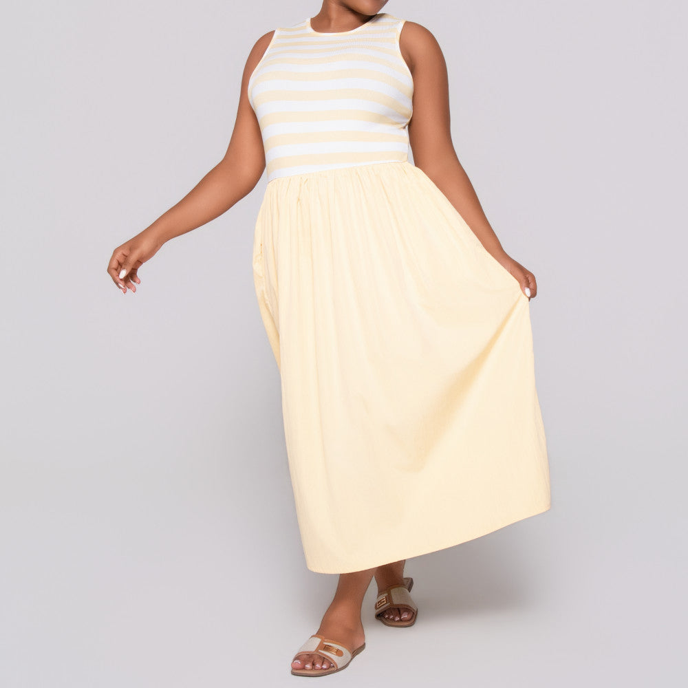 Sleeveless Striped Teslon Dress