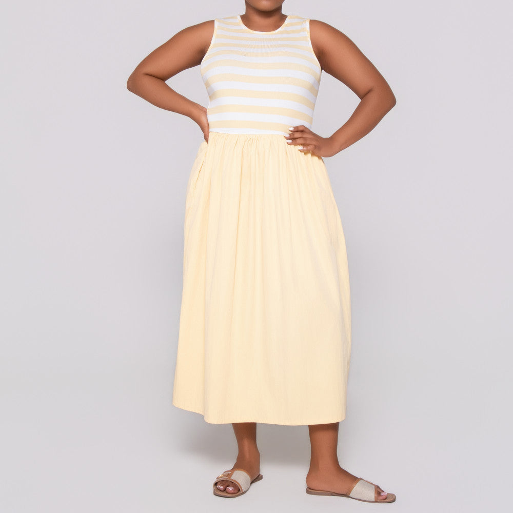 Sleeveless Striped Teslon Dress