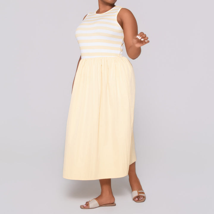 Sleeveless Striped Teslon Dress