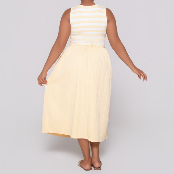 Sleeveless Striped Teslon Dress