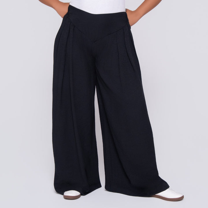 Black Front Pleat Crypto Pants