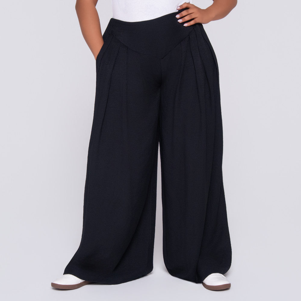 Black Front Pleat Crypto Pants