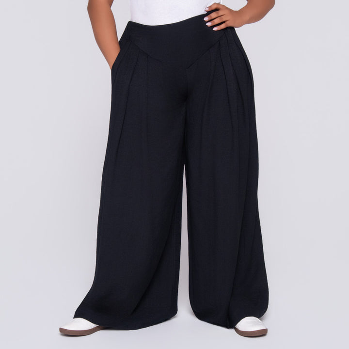 Black Front Pleat Crypto Pants