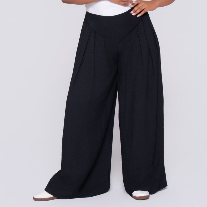 Black Front Pleat Crypto Pants