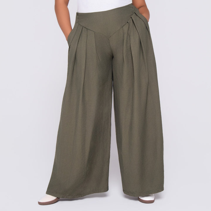 Olive Front Pleat Crypto Pants