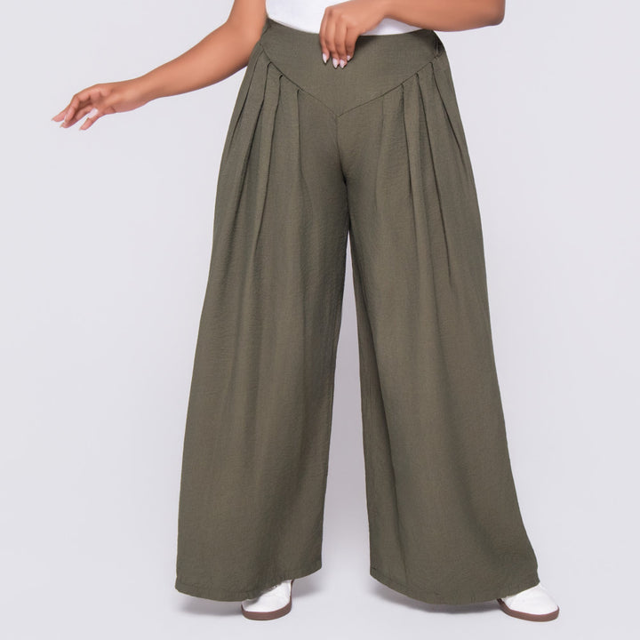 Olive Front Pleat Crypto Pants