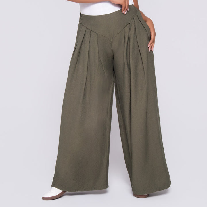 Olive Front Pleat Crypto Pants