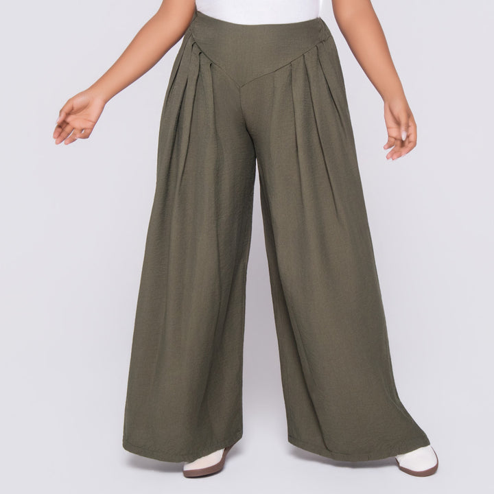 Olive Front Pleat Crypto Pants
