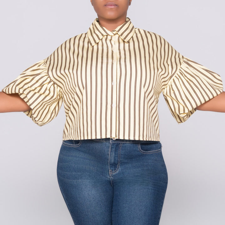 Lemon Short Sleeve Striped Top