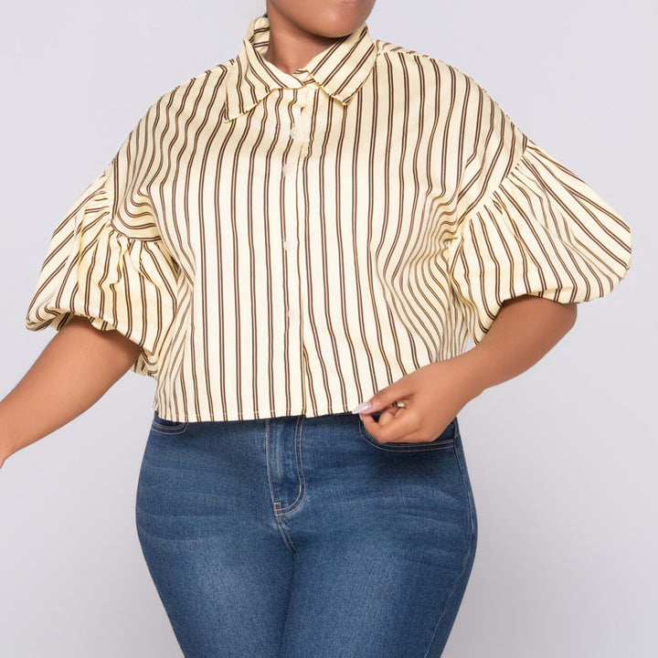 Lemon Short Sleeve Striped Top