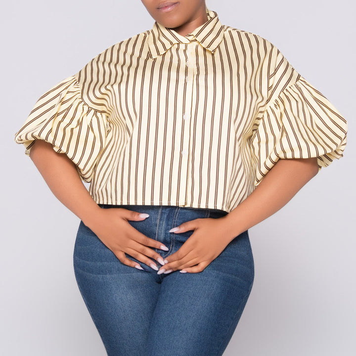 Lemon Short Sleeve Striped Top