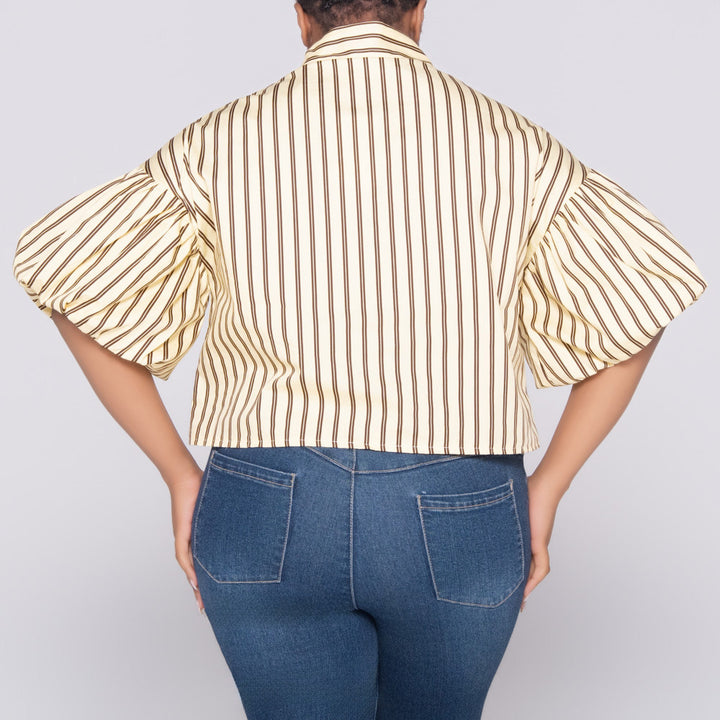Lemon Short Sleeve Striped Top