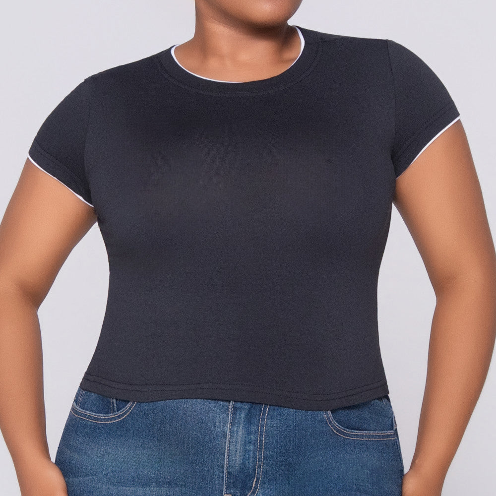 Black Cotton Lycra Top