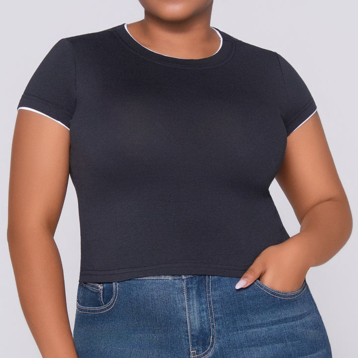 Black Cotton Lycra Top