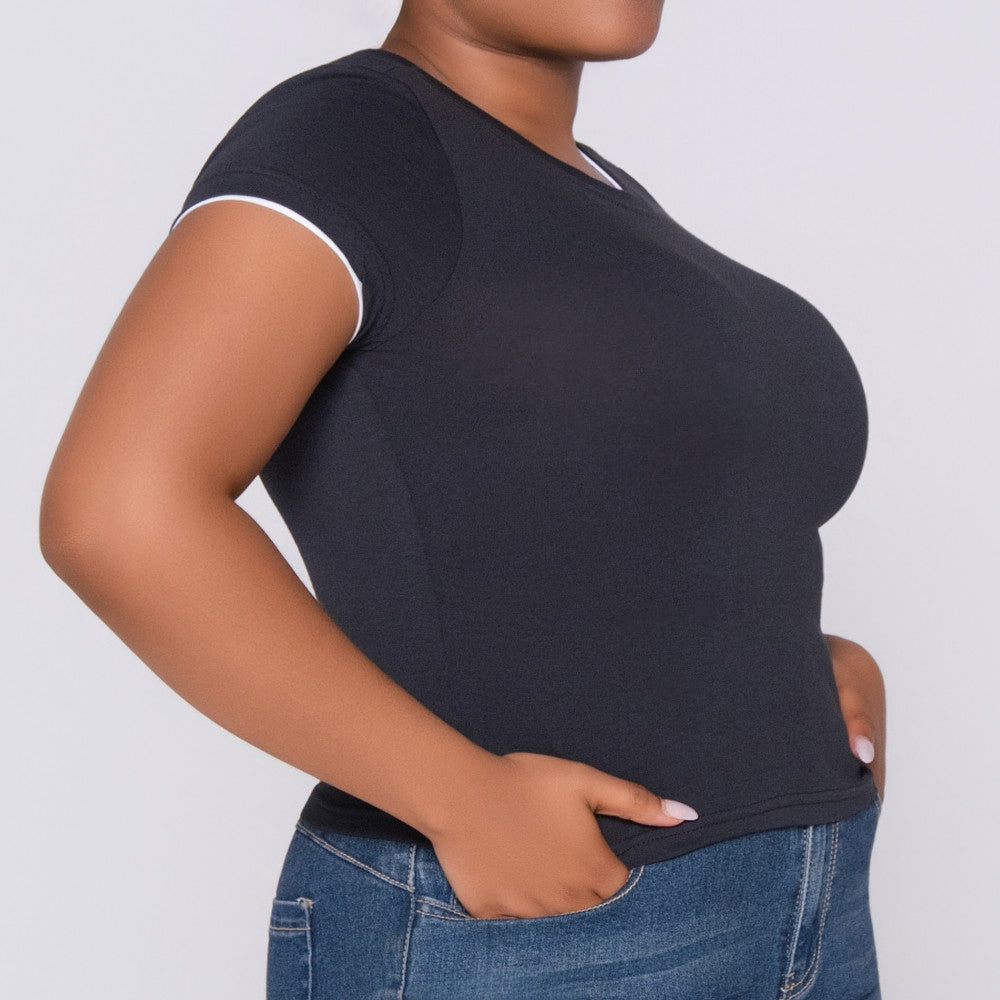 Black Cotton Lycra Top