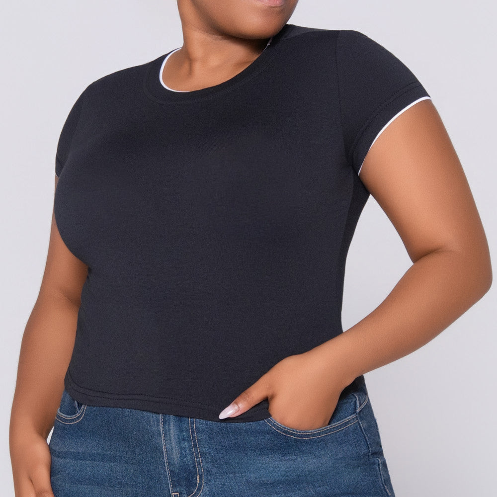 Black Cotton Lycra Top