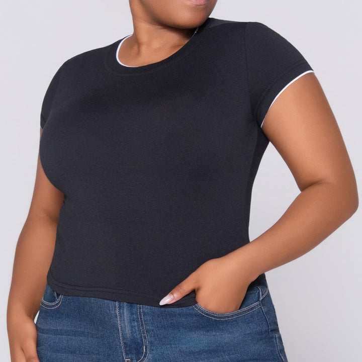 Black Cotton Lycra Top