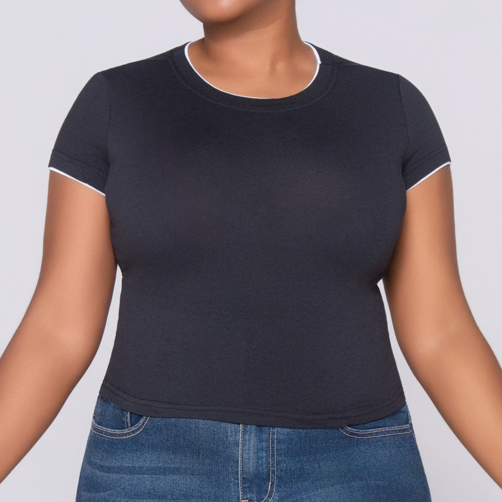 Black Cotton Lycra Top