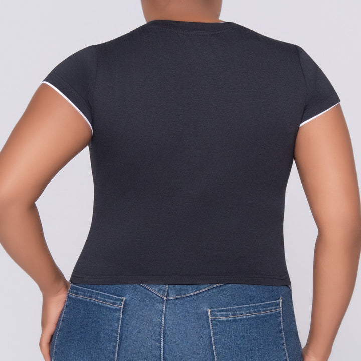 Black Cotton Lycra Top