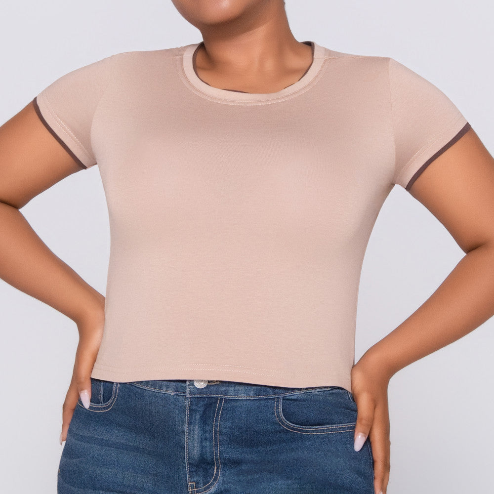 Camel Cotton Lycra Top