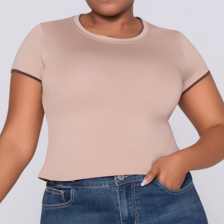 Camel Cotton Lycra Top