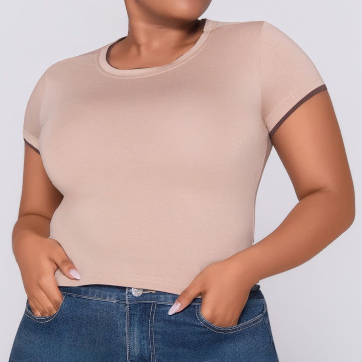 Camel Cotton Lycra Top