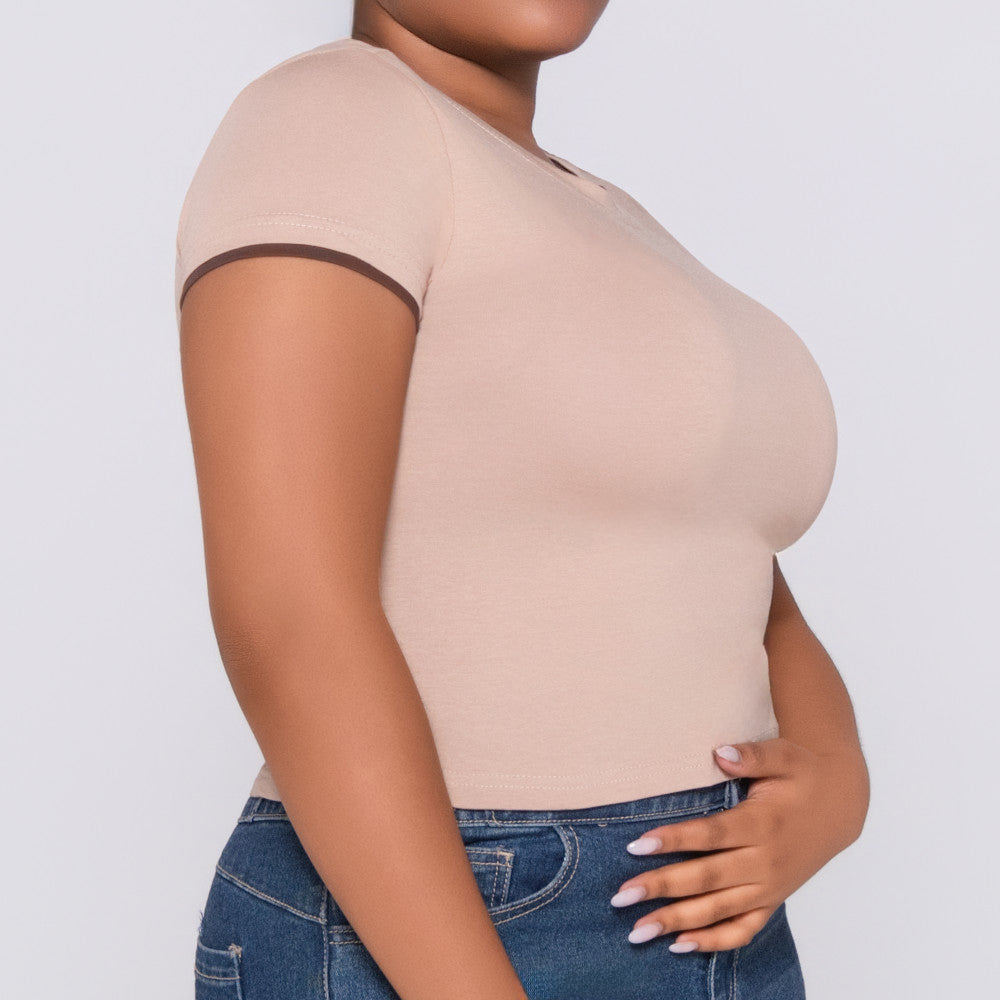 Camel Cotton Lycra Top