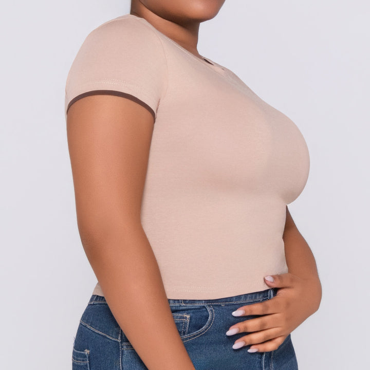 Camel Cotton Lycra Top