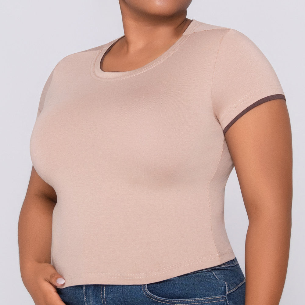 Camel Cotton Lycra Top