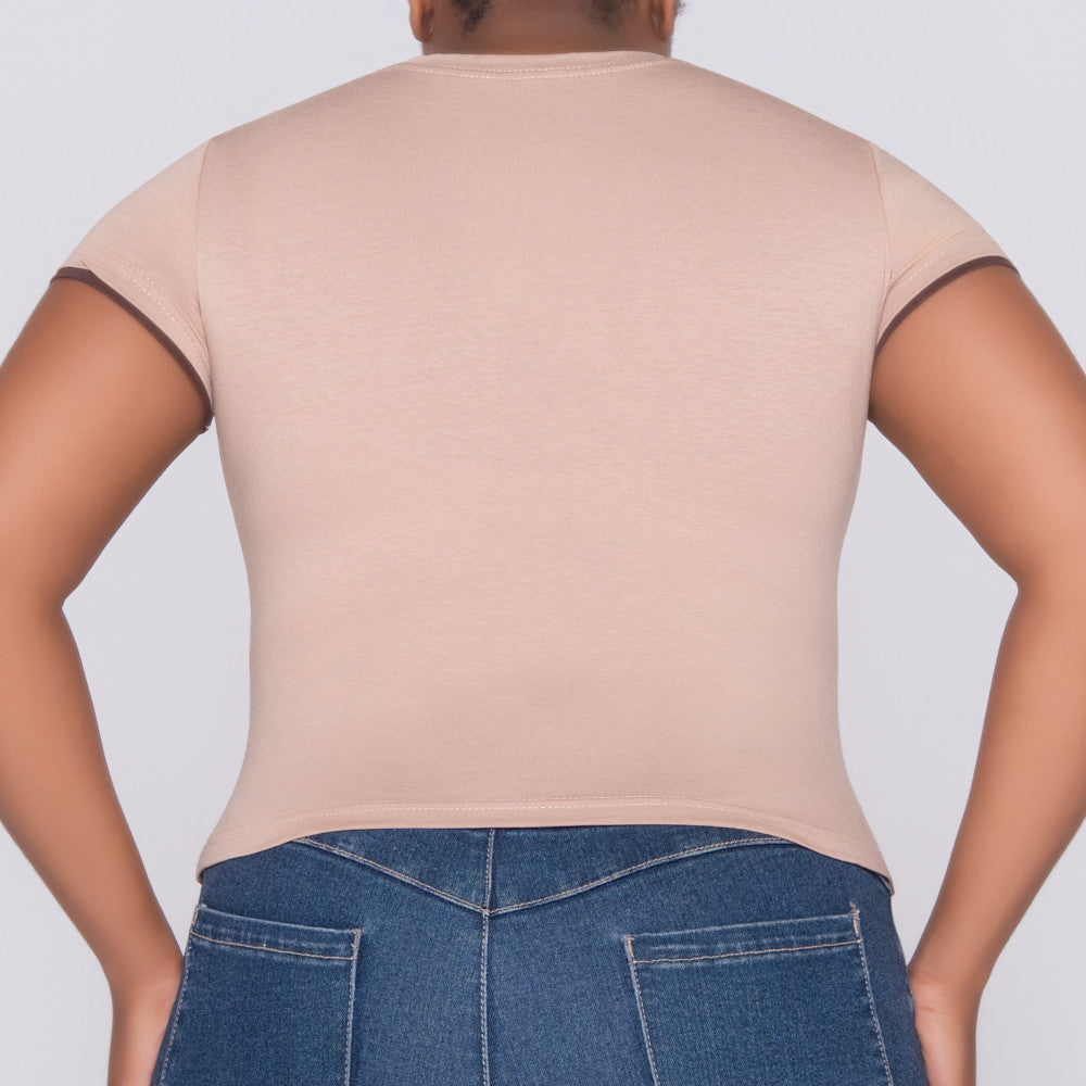 Camel Cotton Lycra Top