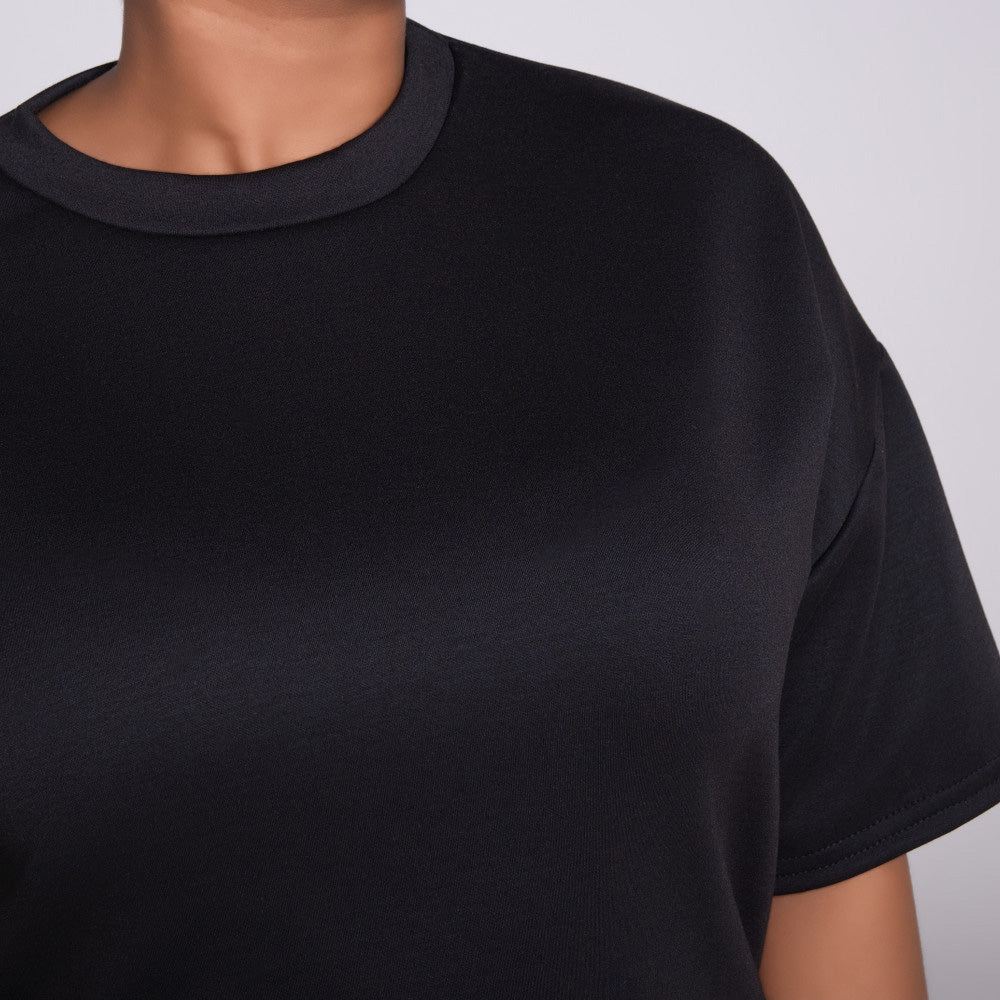 Lace Edit Short Sleeve Black Top
