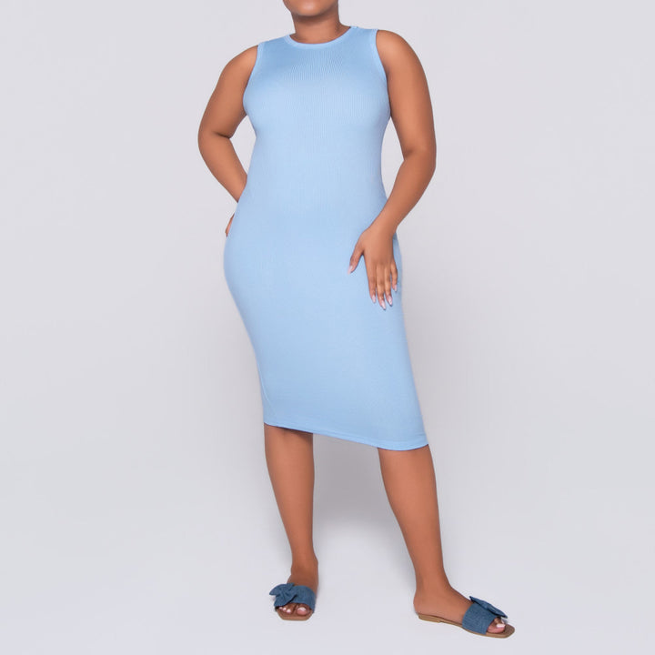 Blue Ribbed Dress