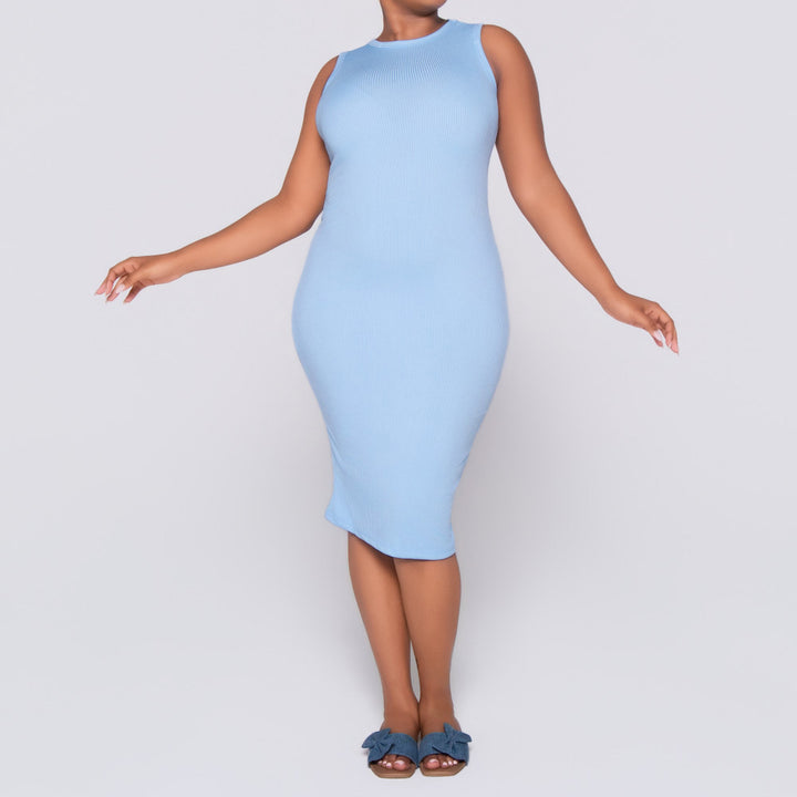 Blue Ribbed Dress