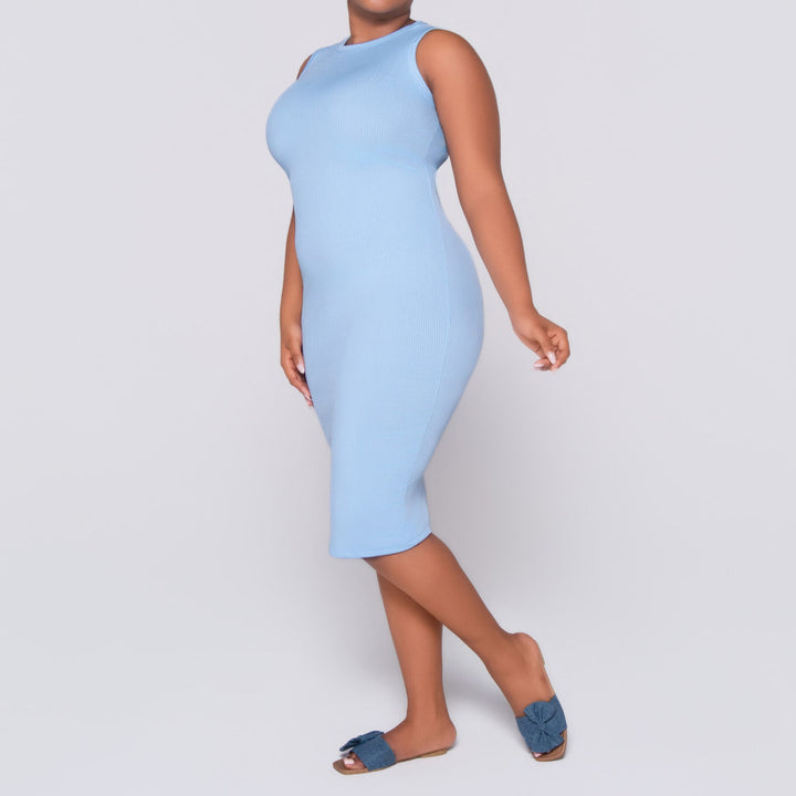 Blue Ribbed Dress