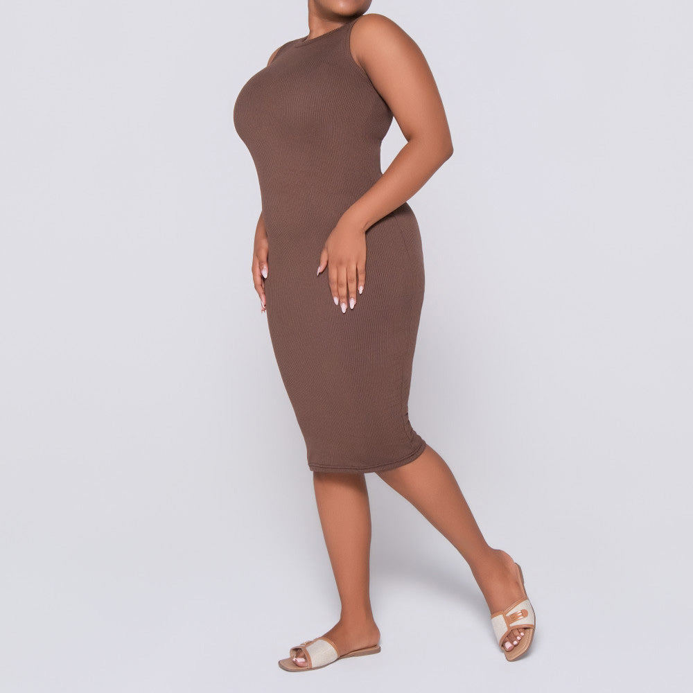 Chocolate Ribbed Dress