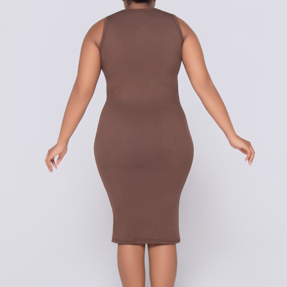 Chocolate Ribbed Dress