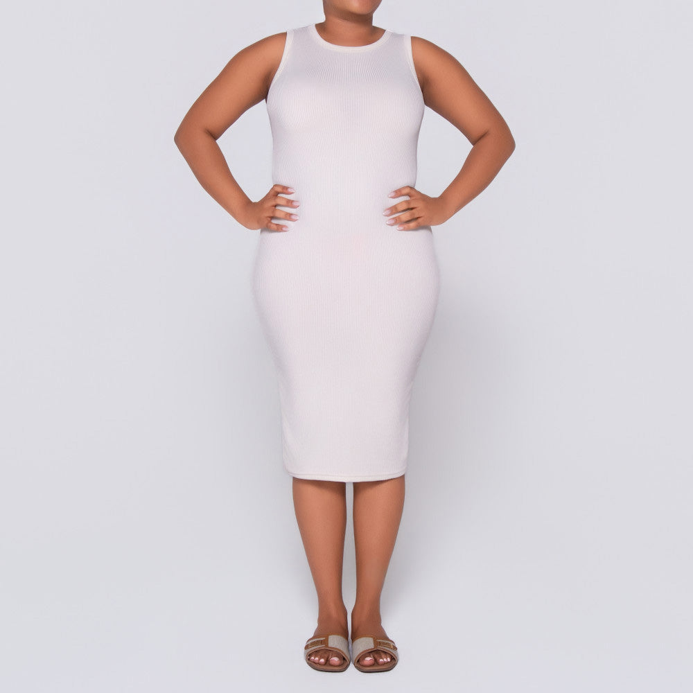 Cream  Ribbed Dress