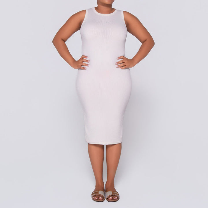 Cream  Ribbed Dress