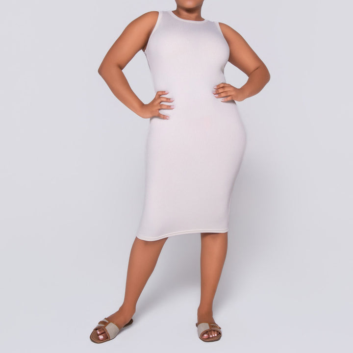Cream  Ribbed Dress