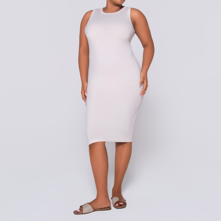Cream  Ribbed Dress