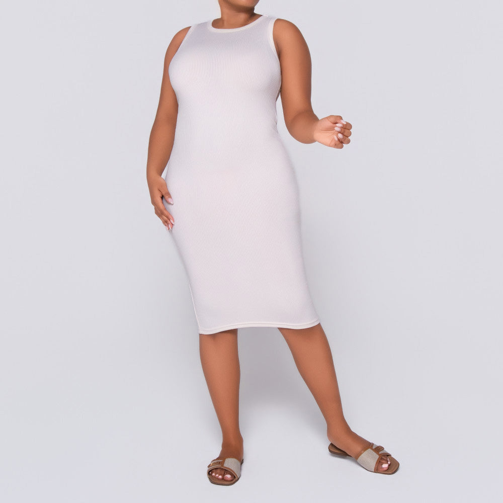 Cream  Ribbed Dress