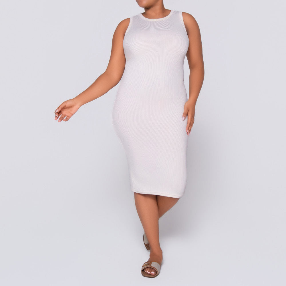 Cream  Ribbed Dress