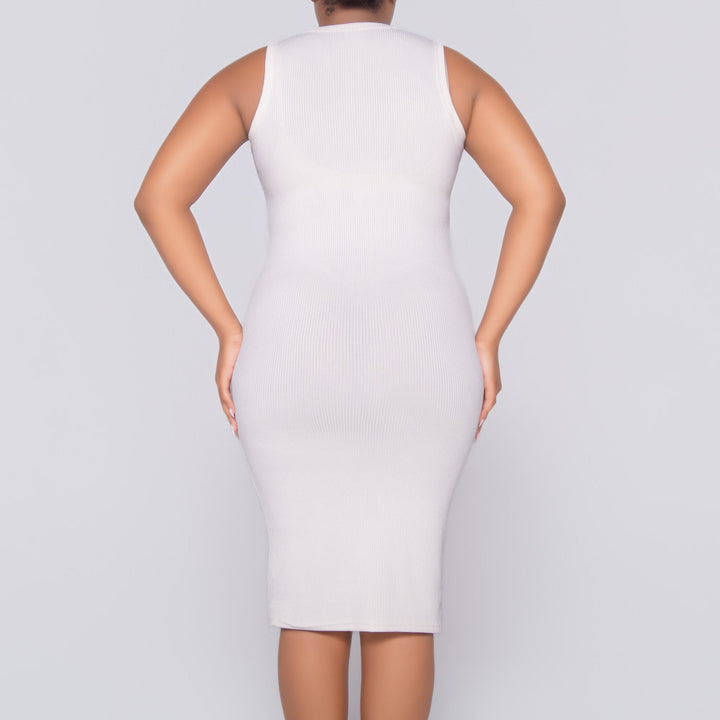 Cream  Ribbed Dress