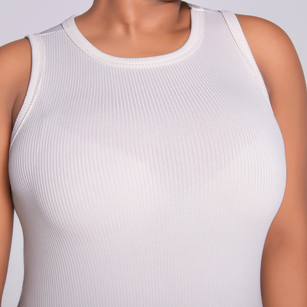 Cream  Ribbed Dress