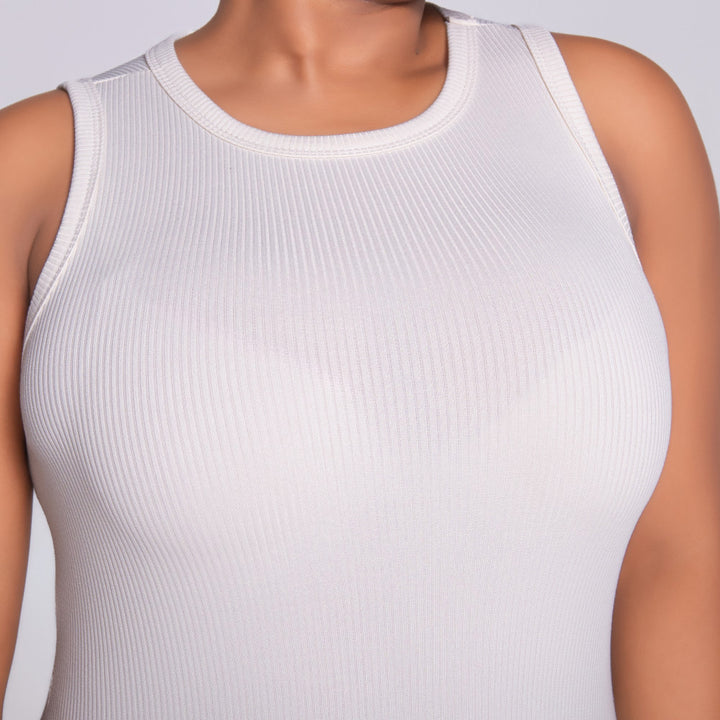 Cream  Ribbed Dress