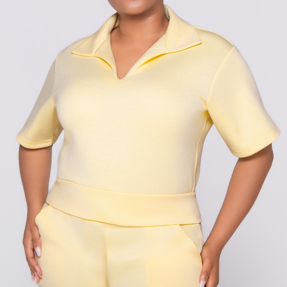 Short Sleeve Lemon Scuba Modal Top